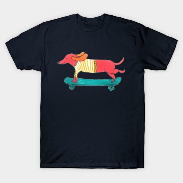 Skateboarding Dog T-Shirt by DoodlesAndStuff